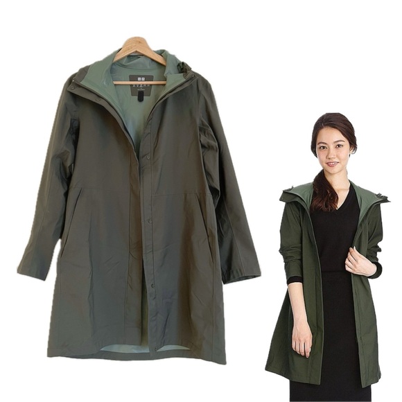 Uniqlo Jackets & Blazers - Uniqlo Blocktech Hooded Parka Raincoat - Olive Green, Size S, Block rain & wind